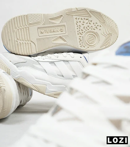 کفش کتانی مردانه سفید طوسی آبی ADIDAS niteball 2.0