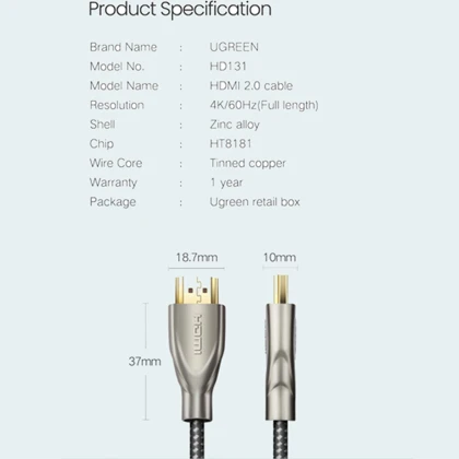 کابل HDMI به HDMI یوگرین UGREEN مدل ED015 50820 (دو متری)