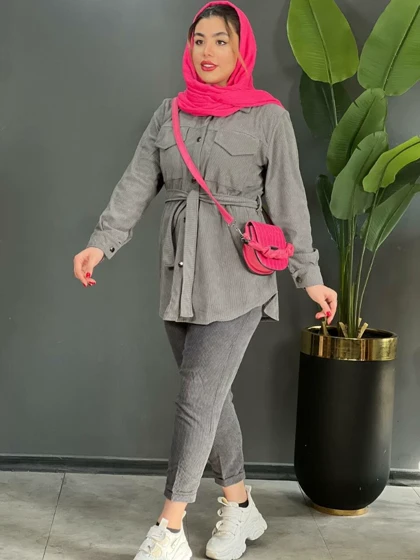 مانتو کبریتی کمربندی کد 3714