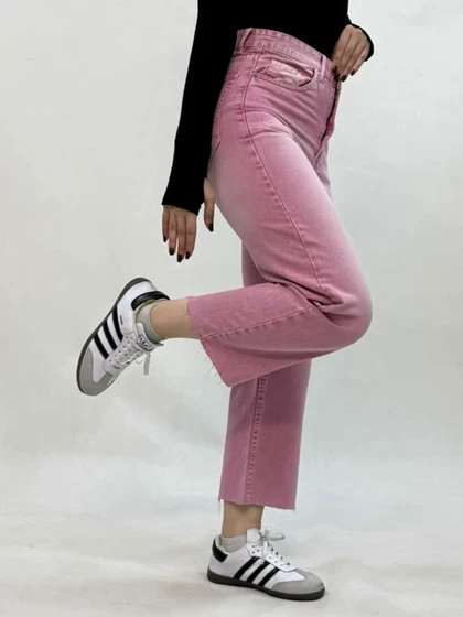 شلوار جین واید کات صورتی 4084 امسو