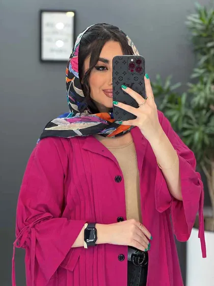 مانتو لینن جلو پیله آستین گت