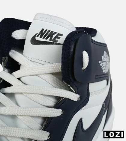 کفش کتانی ساق‌دار مردانه و زنانه سفید سرمه ای NIKE Air Jordan 1 مدل 7694