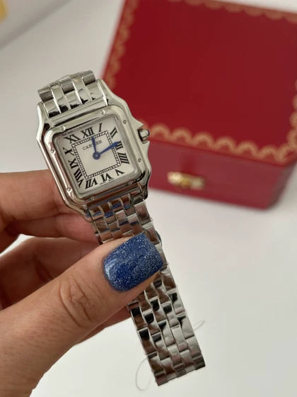 ساعت کارتیر پنتر زنانه نقره ای صفحه سفید Cartier panthere