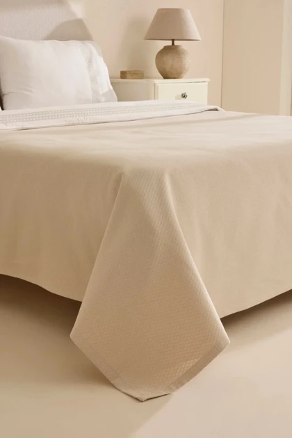 سرویس روتختی پیکه دو نفره Karaca Home مدل Linnea پنبه - بژ