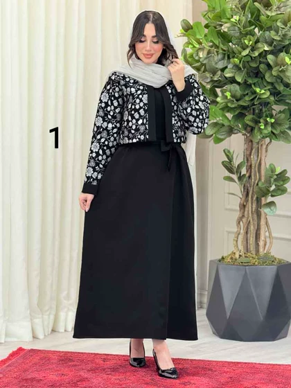 ست کت طرح دار و سارافون
