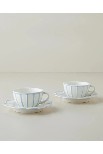 سرویس فنجان چای دو نفره English Home مدل Soft Cloud استون‌ور - آبی روشن