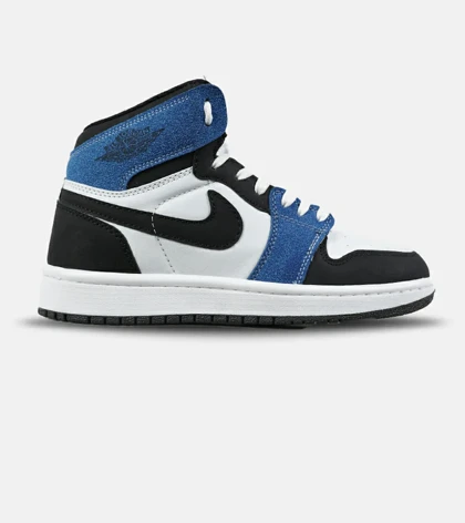 کفش کتانی ساق‌دار مردانه و زنانه آبی سفید مشکی NIKE jordan 1 مدل 7575