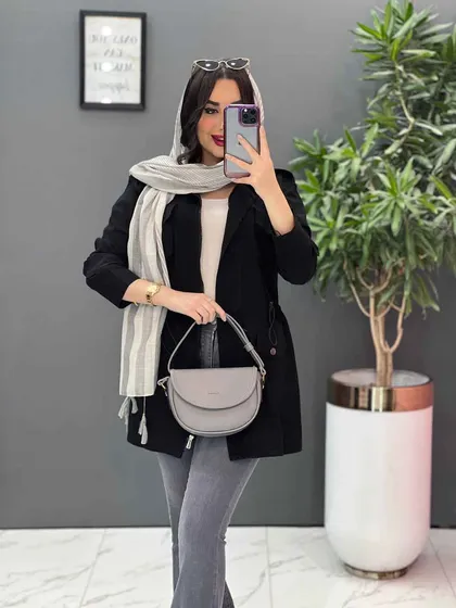مانتو کتان کمرگت سرشونه پاگن