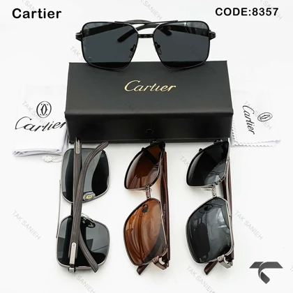عینک کارتیه مردانه P8357-4 پولار نوک مدادی دسته قهوه ای Cartier-9976-G