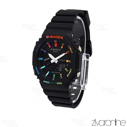 ساعت جی شاک GMA-S2100 زنانه مشکی ایندکس رنگین کمانی 106401