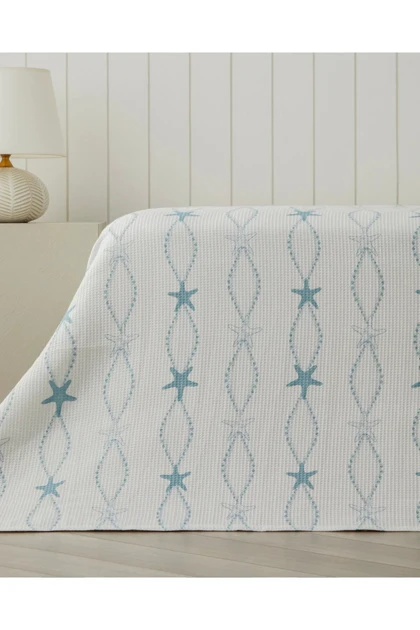 روتختی پیکه دو نفره English Home مدل Starfish پنبه پلی‌استر - آبی