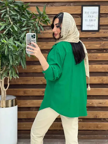 مانتو شومیزی دو جیب برش‌دار