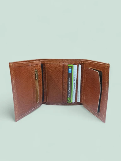 کیف پول دخترانه چرم طبیعی مدل سه لت