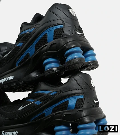 کفش کتانی مردانه مشکی آبی نایک NIKE x SUPREME shox ride 2