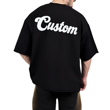 تیشرت مردانه مشکی پنبه سه نخ طرح ساده فونت