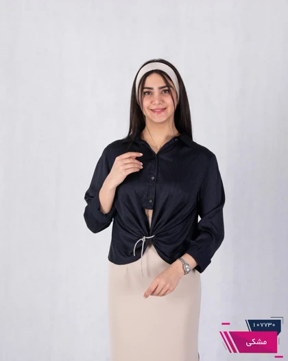 نیم‌تنه ساتن راه راه جلو گره‌ای DIANA