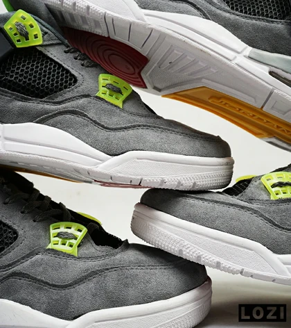 کتانی ساق‌دار مردانه طوسی مشکی سبز Nike air jordan 4