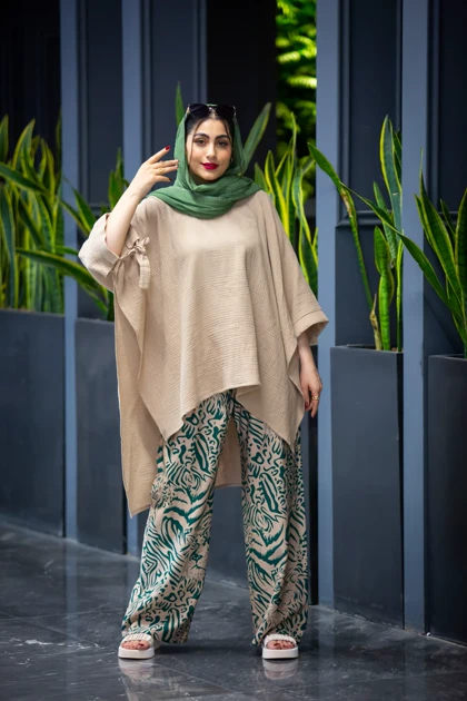 مانتو لینن پنبه عسل