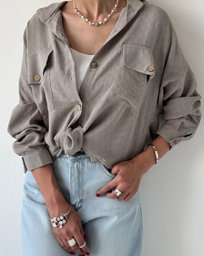 شومیز دکمه چوبی الیانا کد 500453