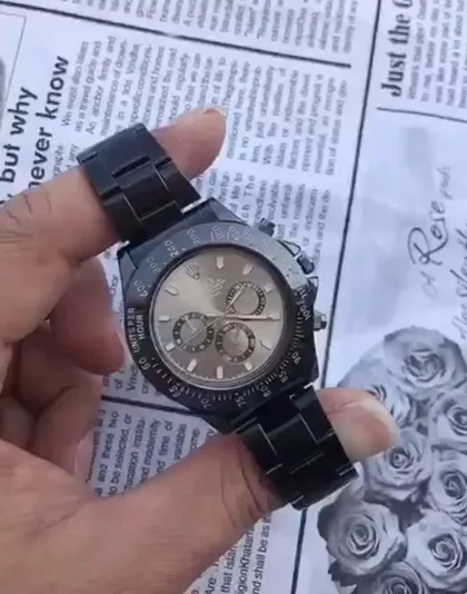 ست ساعت مشکی مردانه و دستبند و انگشتر