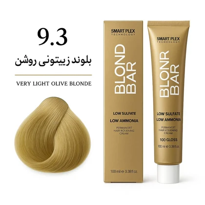 رنگ مو شماره 9.3 بلوند زیتونی خیلی روشن بلوند بار Blond Bar