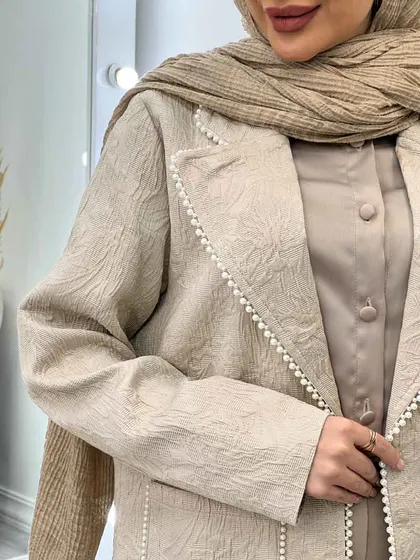 مانتو ژاکارد دو جیب مروارید