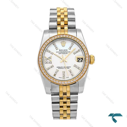 رولکس زنانه دیت جاست دورنگ طلایی پررنگین Rolex-6738-L