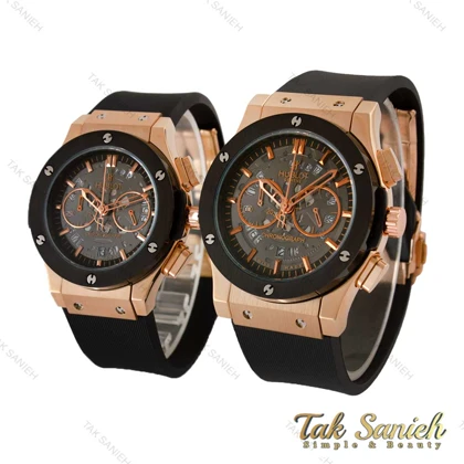 ساعت هابلوت ست رزگلد مشکی سه موتوره صفحه اسکلتون Hublot-4410-S