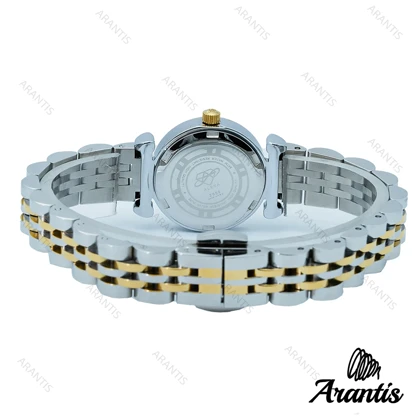 ساعت الکسا 2000z زنانه دو رنگ طلایی صفحه سفید دورنگین w-10104