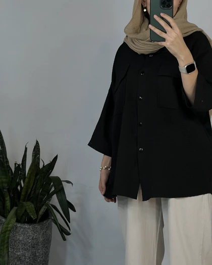 مانتو جلو دکمه دار رایا مشکی