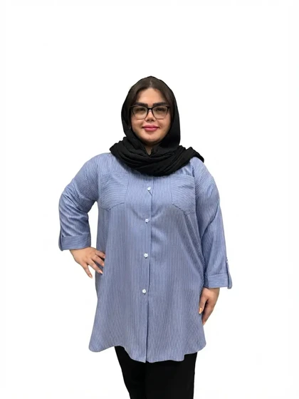 شومیز راه راه پاگن زنانه سایز بزرگ