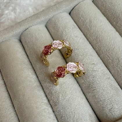 گوشواره مینا کاری گل