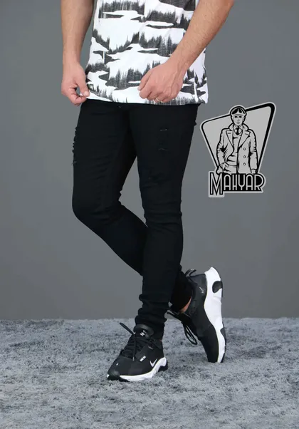 شلوار جین مشکی زاپ‌دار