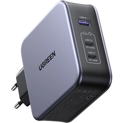 شارژر دیواری یواس‌بی و تایپ‌سی فست شارژ 140 وات یوگرین Ugreen CD289 90549 با کابل دوسر تایپ‌سی