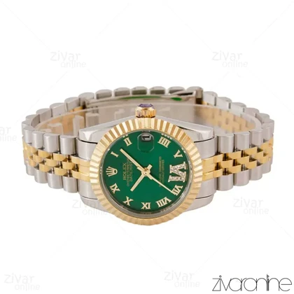 ساعت رولکس دیت جاست صفحه سبز دورنگ طلایی 103980