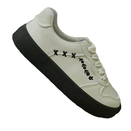 کفش کتانی زنانه ونس vans مدل visa گلدوزی رنگ کرم کد 06401