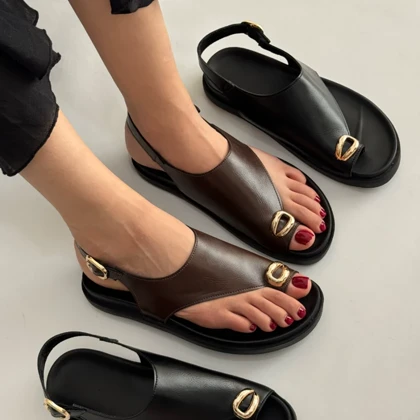 صندل چرم هرمس شکلاتی تابستانی / HERMES