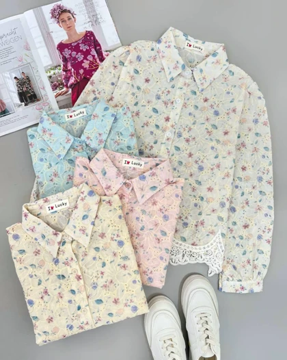 شومیز تمام خامه دوزی طرحدار کد 4748