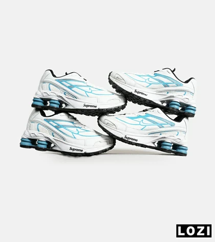 کفش کتانی مردانه سفید آبی نایک NIKE x SUPREME shox ride 2
