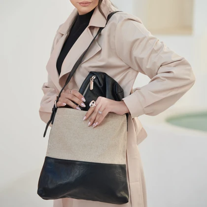 کیف کتان و چرم (کوچک) کنتراست 50138