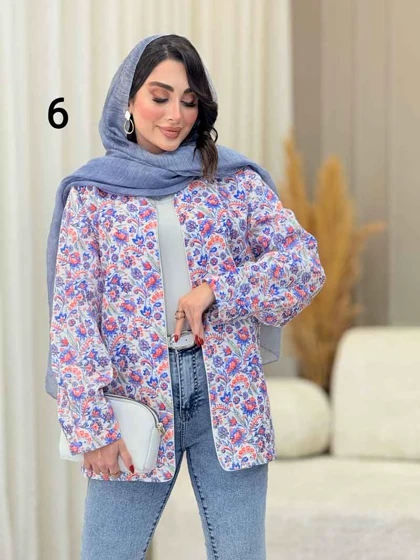 مانتو طرح دار مغزی دوزی 6730