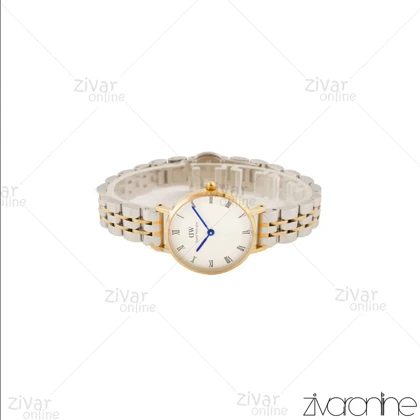 ساعت دنیل ولینگتون زنانه گرد طلایی نقره ای ایندکس یونانی اسمال 105993