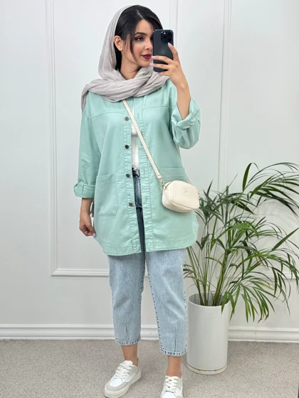 مانتو کتان جیب پایین