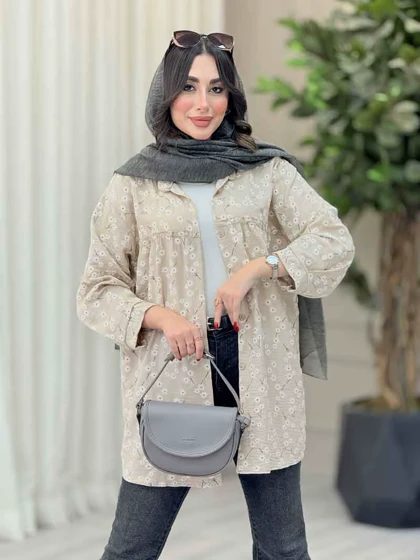 مانتو طرح بابونه آستین پیله