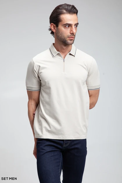 تیشرت یقه دار نیم زیپ