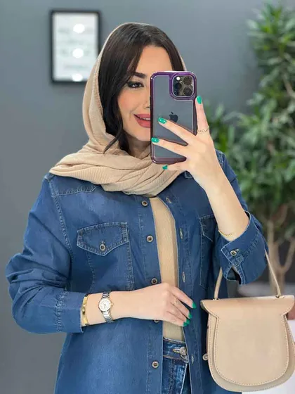 مانتو جین کاغذی جیب دکمه