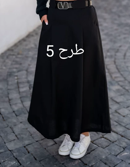 دامن لینن کمربند چرم