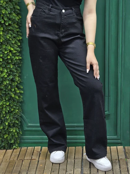 شلوار لی بگ مشکی زنانه کد 4030126