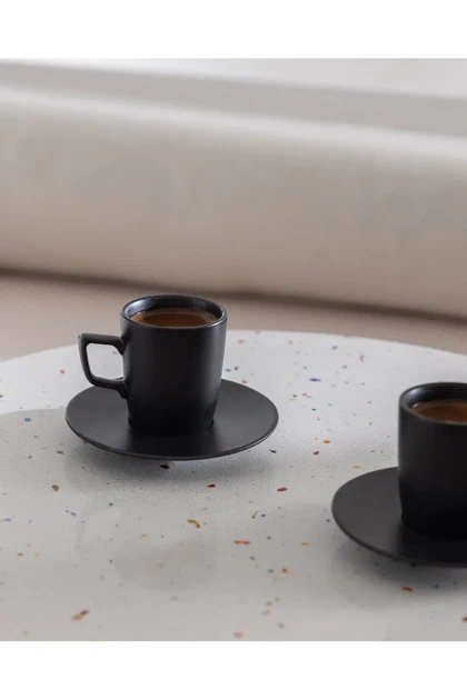 سرویس فنجان دو نفره Madame Coco مدل Rain Matte چینی - مشکی