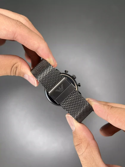 ساعت مچی امپریو آرمانی کورنوگراف بند حصیری صفحه قهوه ای Emporio Armani